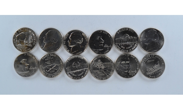 United States 6 coin set 5 cents x 6 coins